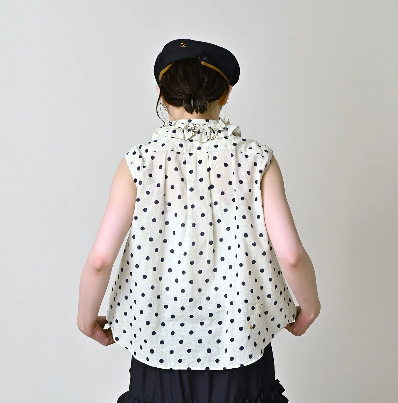 45R Gauze Polka Dot Frill Camisole - Image 5