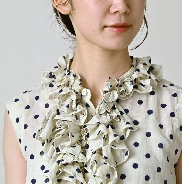 45R Gauze Polka Dot Frill Camisole