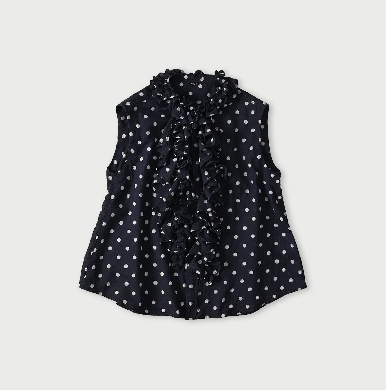 45R Indigo Gauze Polka Dot Frill Camisole - Image 1
