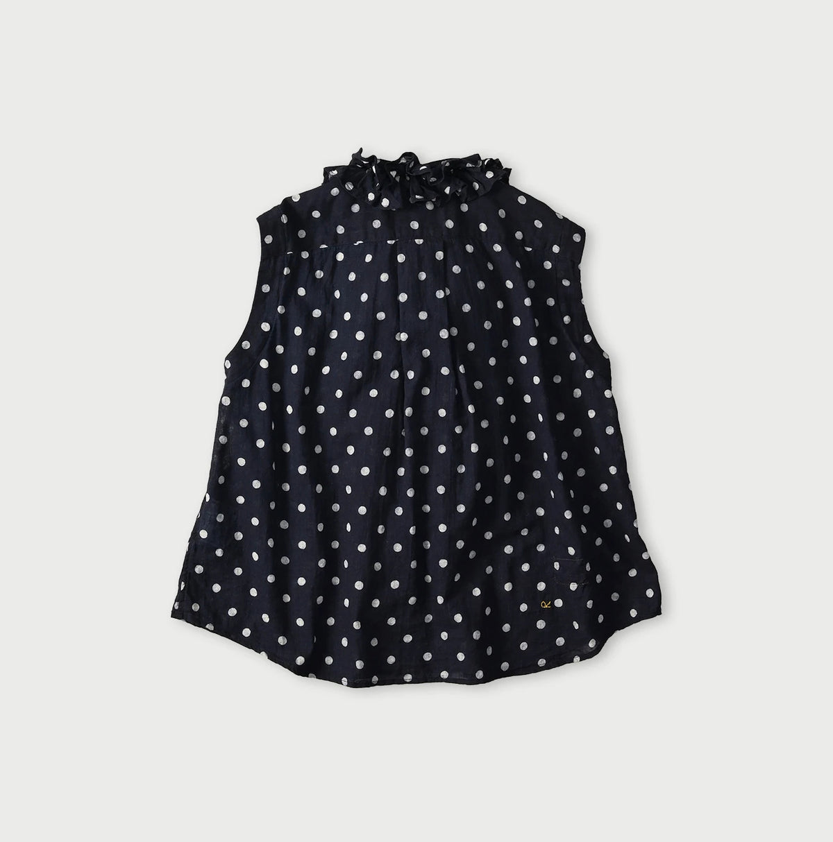 45R Indigo Gauze Polka Dot Frill Camisole