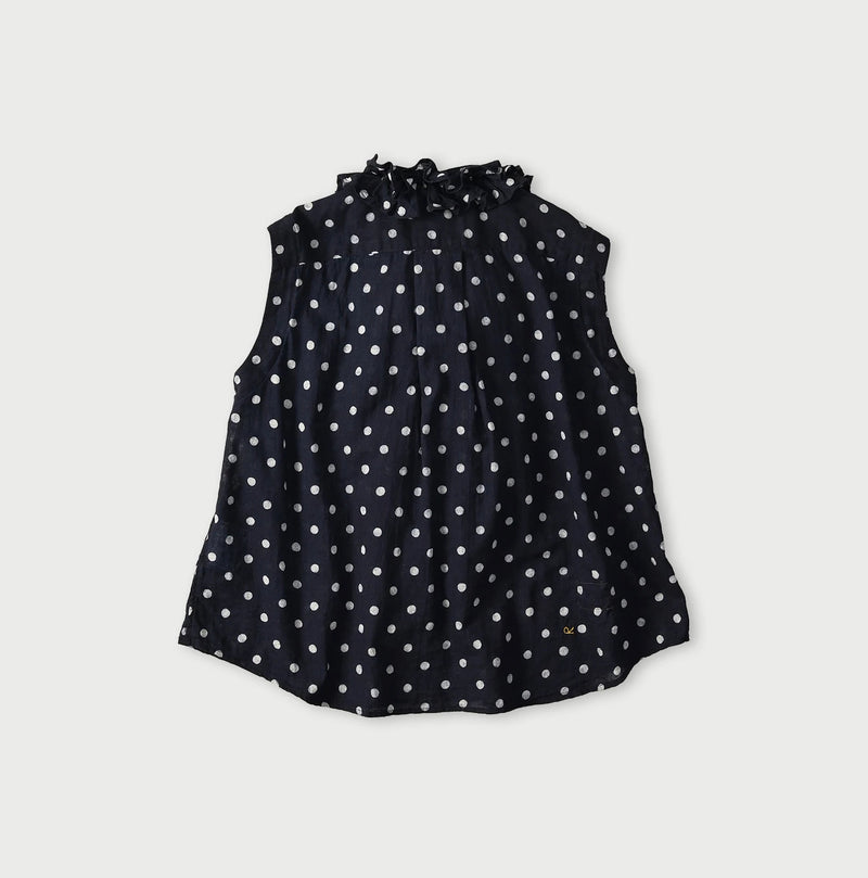 45R Indigo Gauze Polka Dot Frill Camisole - Image 11