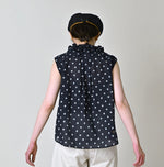 45R Indigo Gauze Polka Dot Frill Camisole