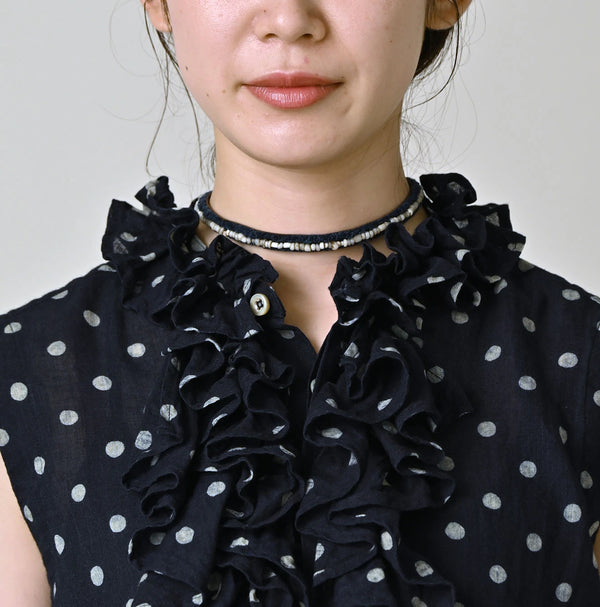 45R Indigo Gauze Polka Dot Frill Camisole