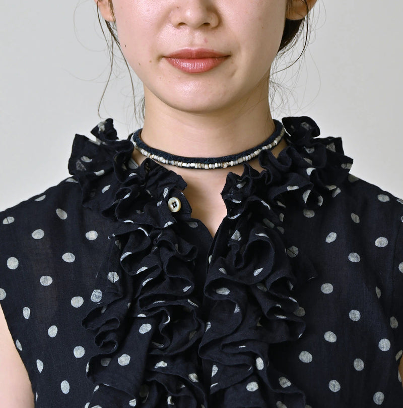 45R Indigo Gauze Polka Dot Frill Camisole - Image 6