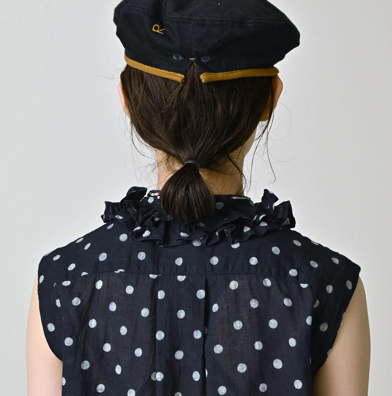 45R Indigo Gauze Polka Dot Frill Camisole - Image 9