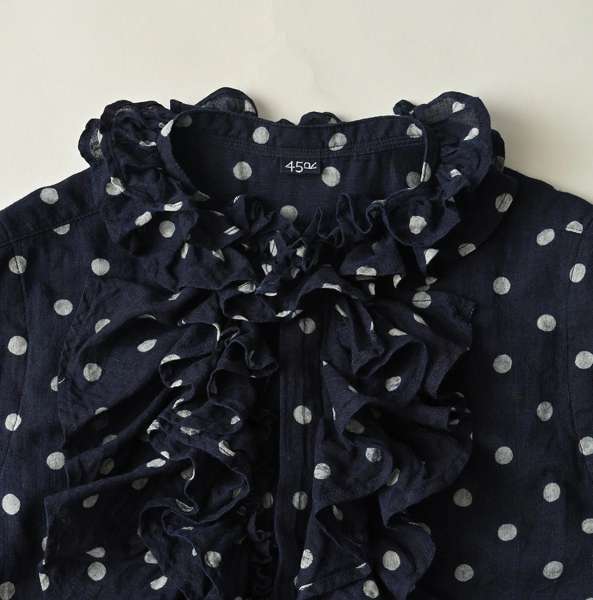 45R Indigo Gauze Polka Dot Frill Camisole