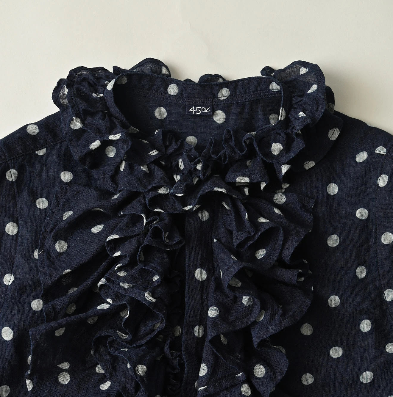 45R Indigo Gauze Polka Dot Frill Camisole - Image 12