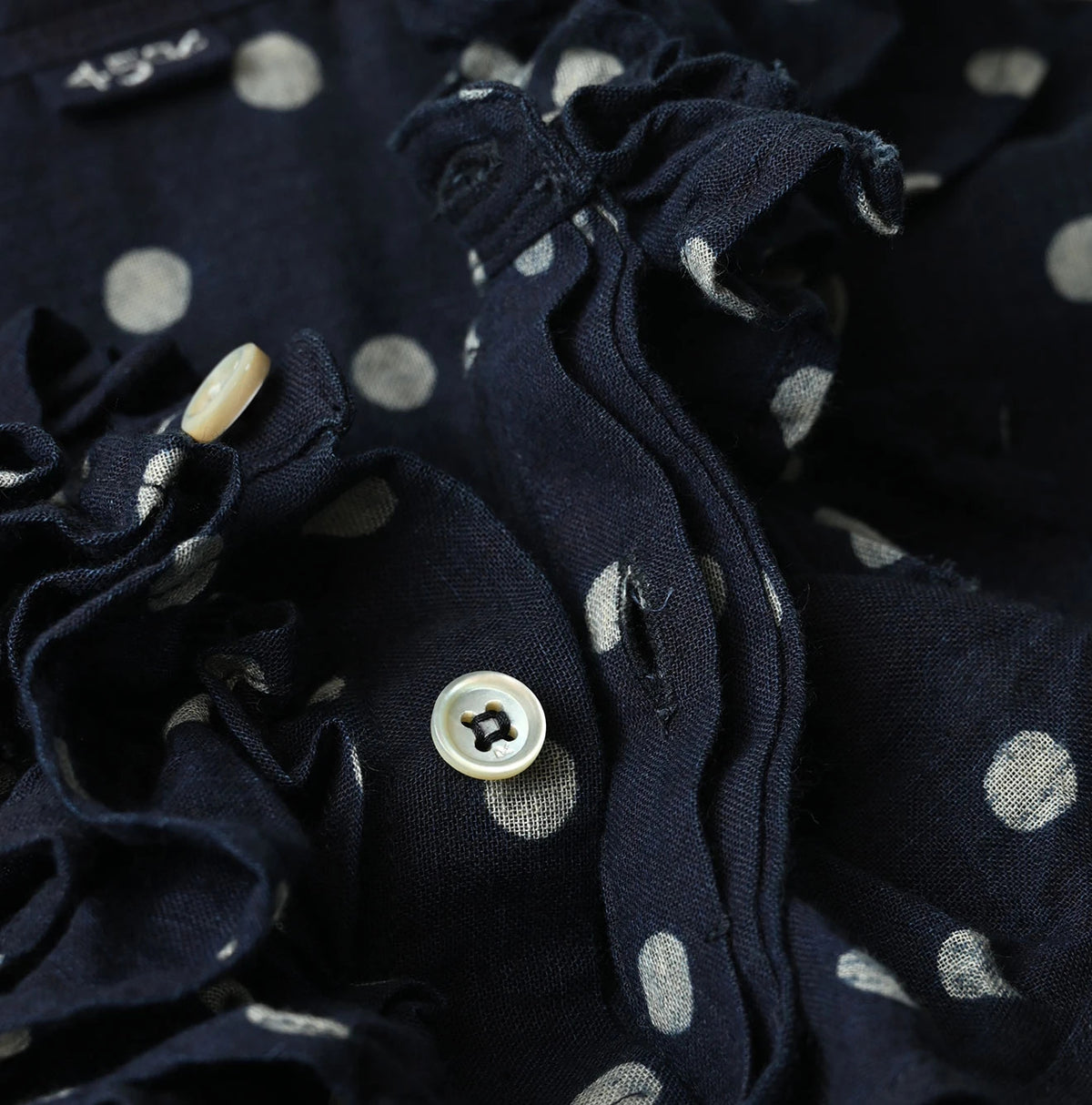 45R Indigo Gauze Polka Dot Frill Camisole