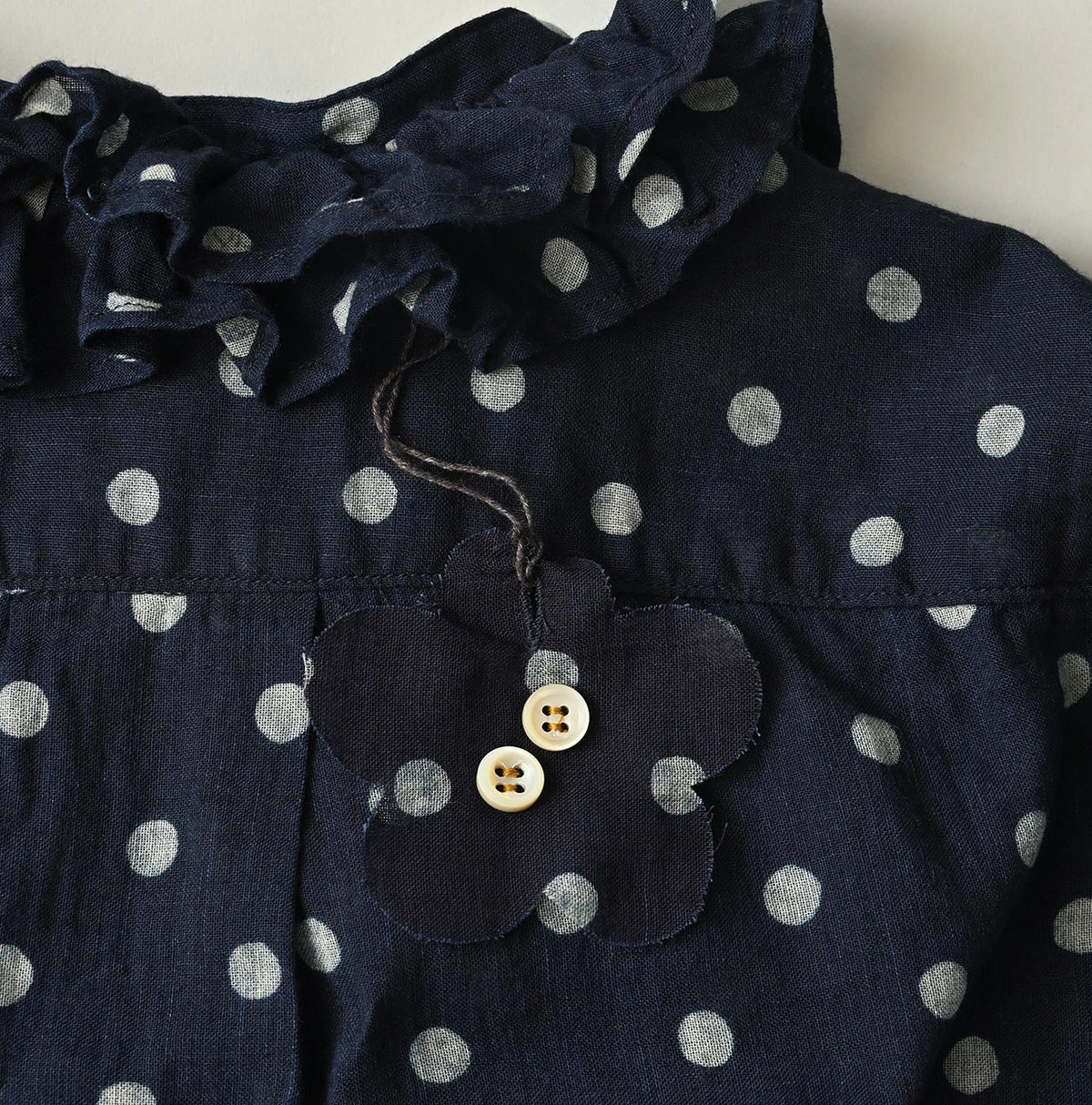 45R Indigo Gauze Polka Dot Frill Camisole