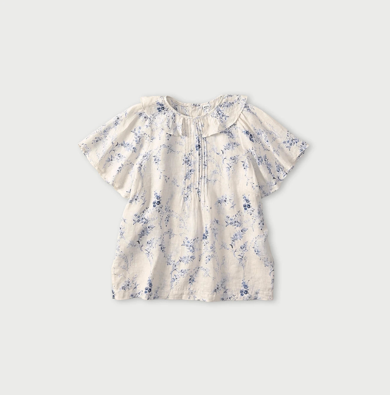 45R Linen Campanula Tucked Collar Blouse - Image 1