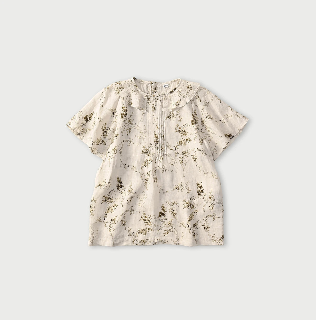 45R Linen Campanula Tucked Collar Blouse - Image 2