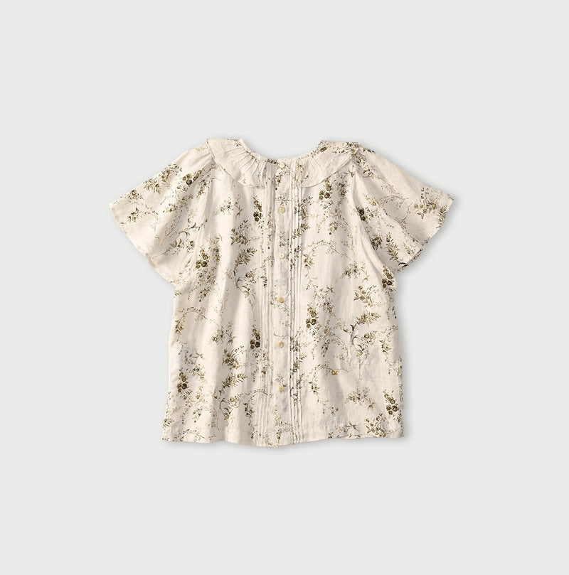 45R Linen Campanula Tucked Collar Blouse - Image 12