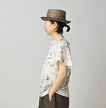 45R Linen Campanula Tucked Collar Blouse