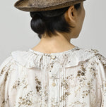 45R Linen Campanula Tucked Collar Blouse