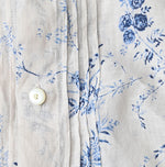 45R Linen Campanula Tucked Collar Blouse