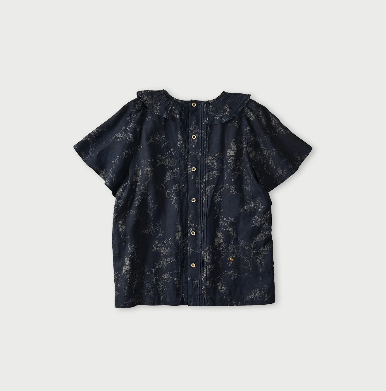 45R Indigo Linen Campanula Tucked Collar Blouse - Image 12