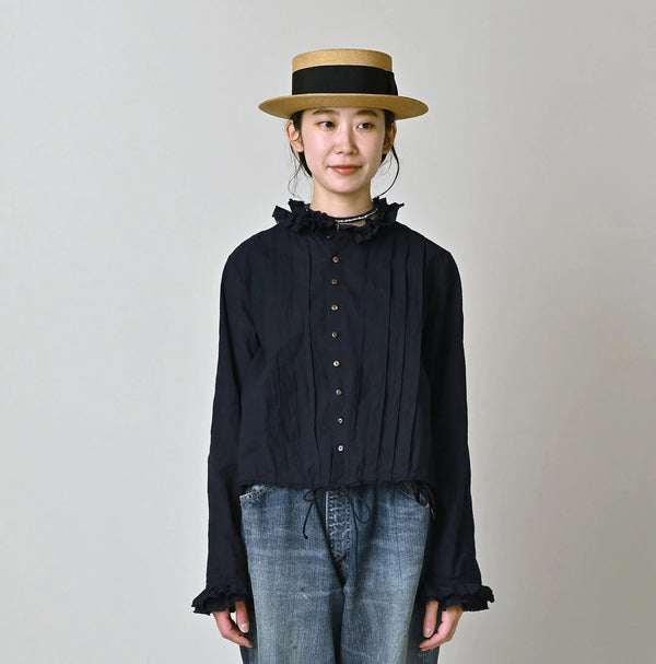 45R Indigo Khadi Frill Talula Blouse