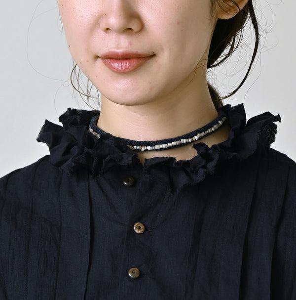 45R Indigo Khadi Frill Talula Blouse