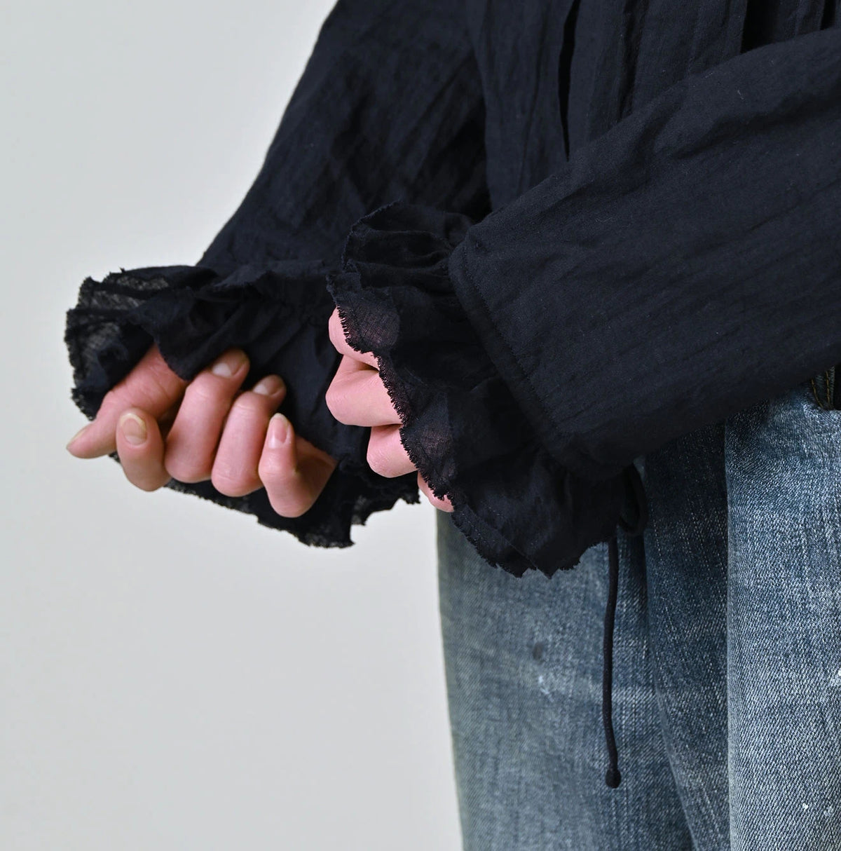 45R Indigo Khadi Frill Talula Blouse