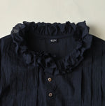 45R Indigo Khadi Frill Talula Blouse