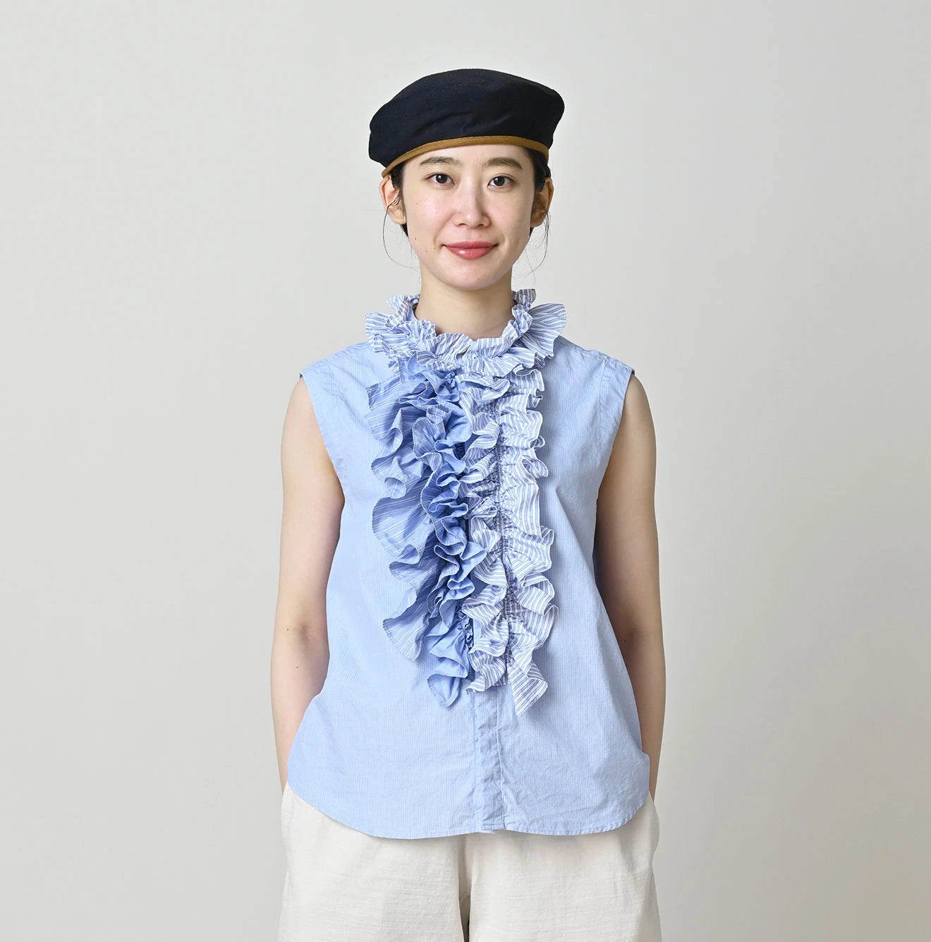 45R Broadcloth Mix Frilled Sleeveless Top - Image 6