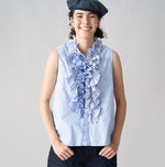 Broadcloth Mix Frilled Sleeveless Top