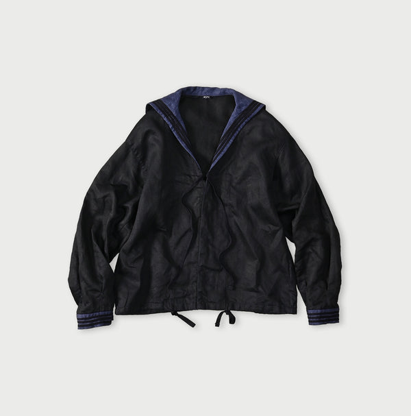 Indigo Linen Sateen Sailor Blouse