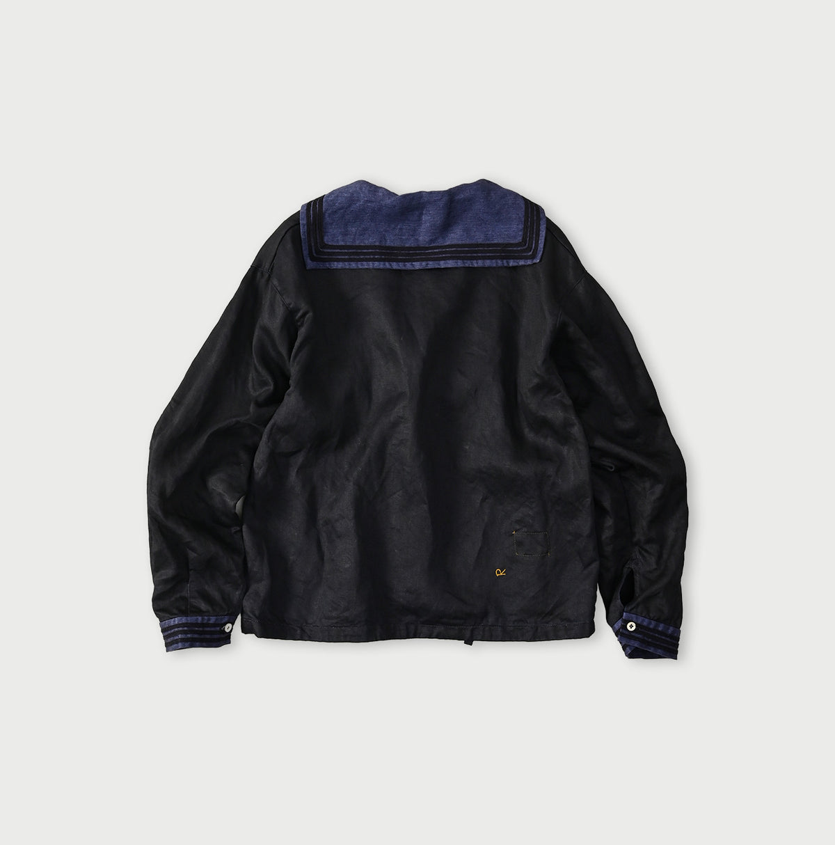 Indigo Linen Sateen Sailor Blouse