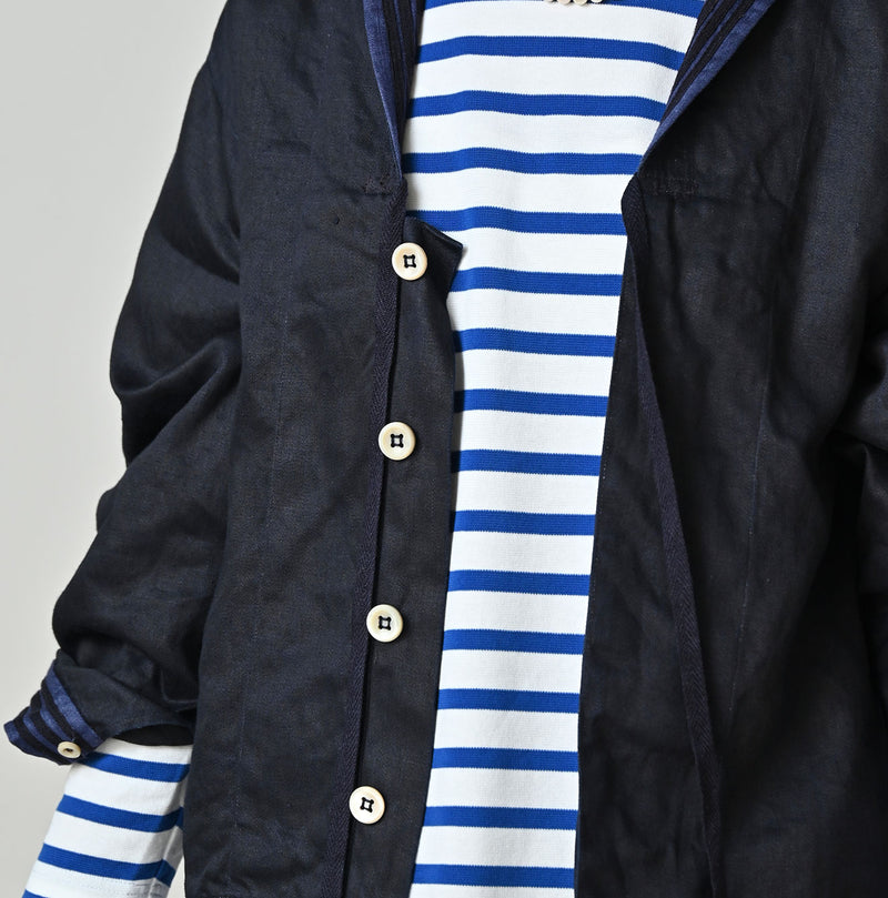 Indigo Linen Sateen Sailor Blouse - Image 8