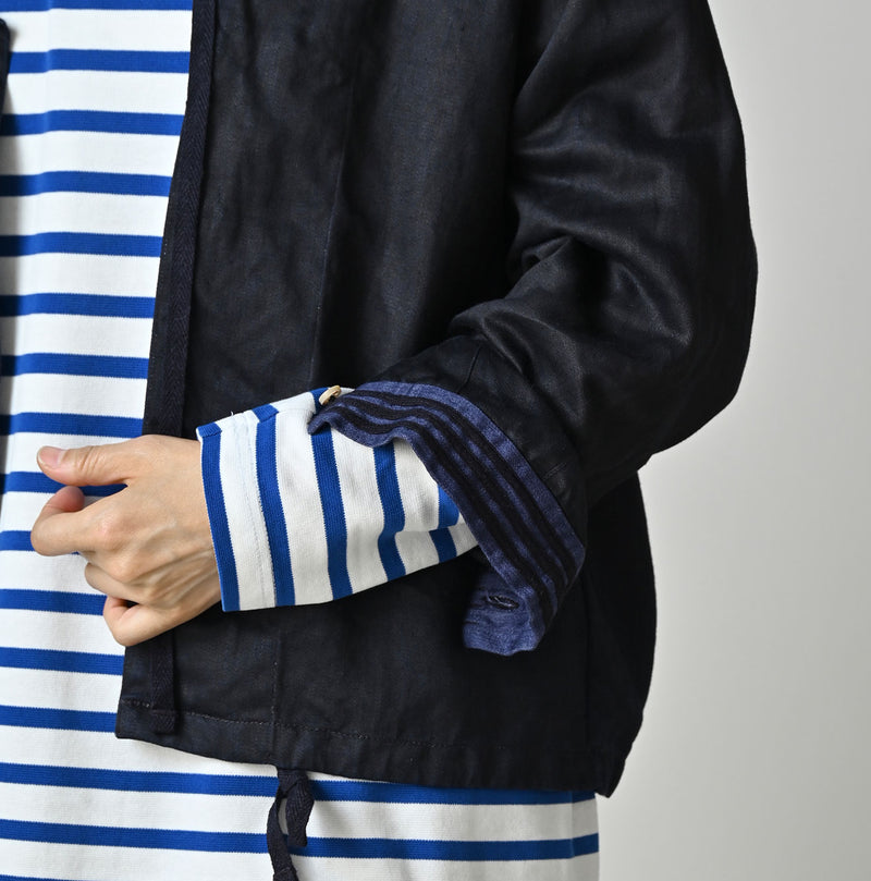 Indigo Linen Sateen Sailor Blouse - Image 9