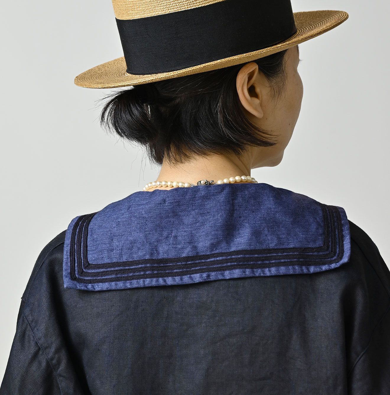 Indigo Linen Sateen Sailor Blouse - Image 10