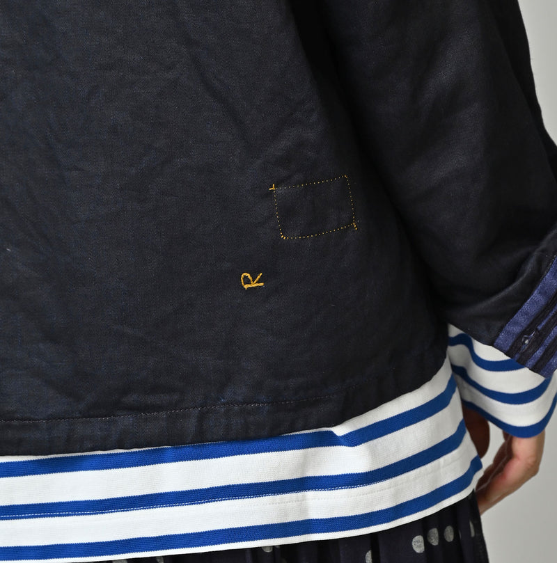 Indigo Linen Sateen Sailor Blouse - Image 11