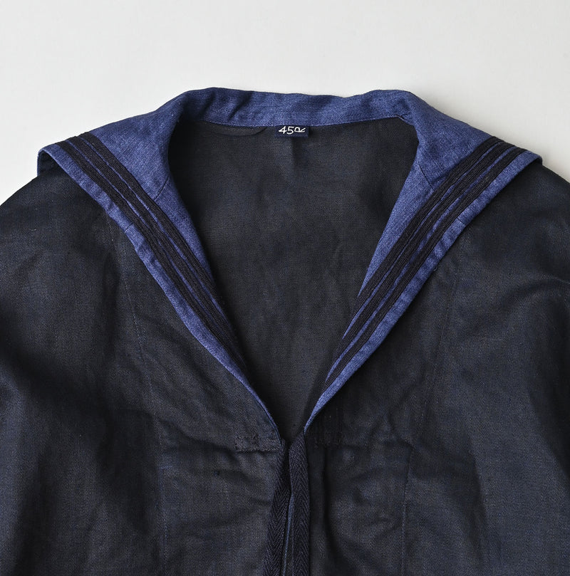 Indigo Linen Sateen Sailor Blouse - Image 13