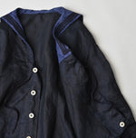 Indigo Linen Sateen Sailor Blouse