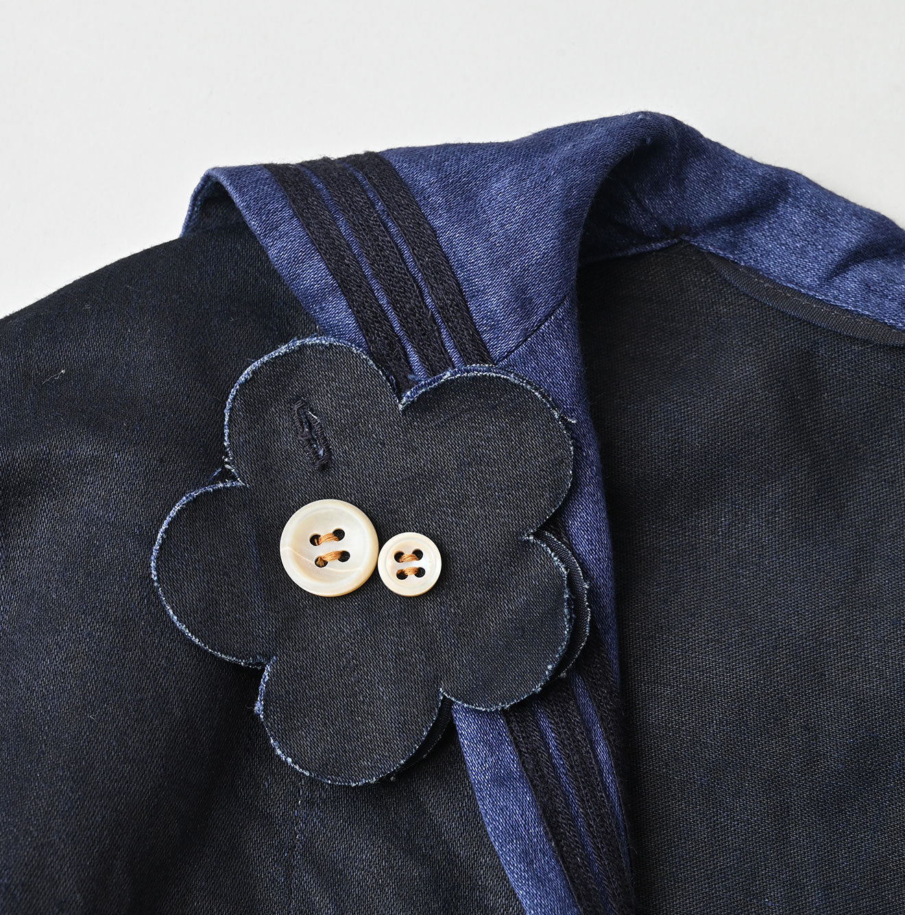 Indigo Linen Sateen Sailor Blouse