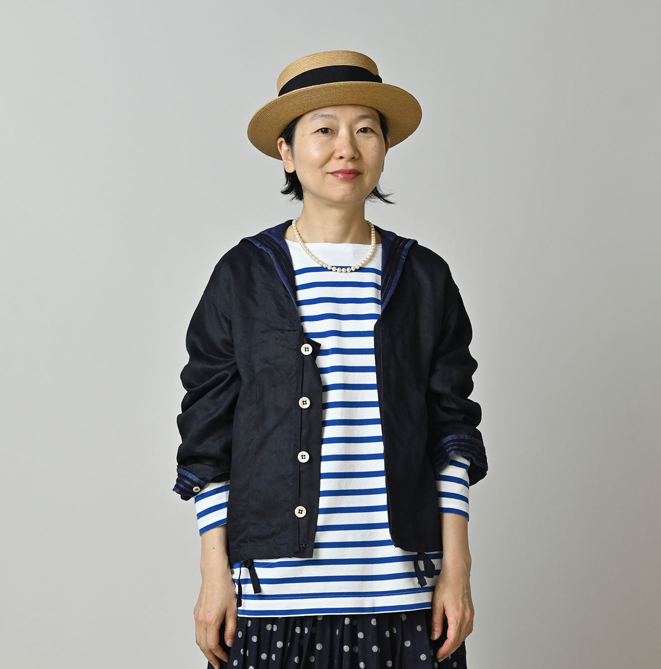 Indigo Linen Sateen Sailor Blouse - Image 3