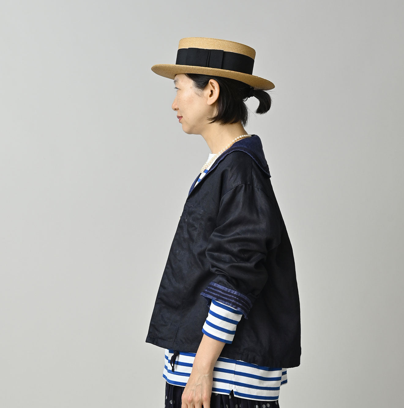 Indigo Linen Sateen Sailor Blouse - Image 4
