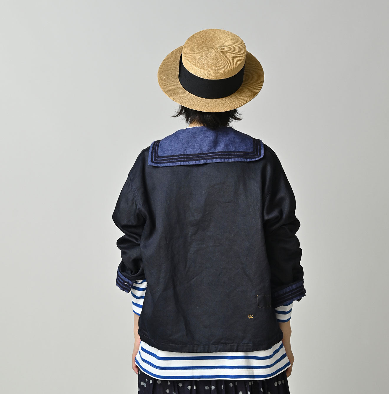 Indigo Linen Sateen Sailor Blouse - Image 5