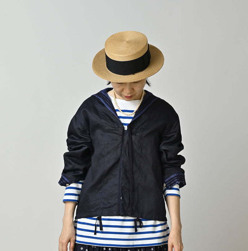 Indigo Linen Sateen Sailor Blouse - Image 6