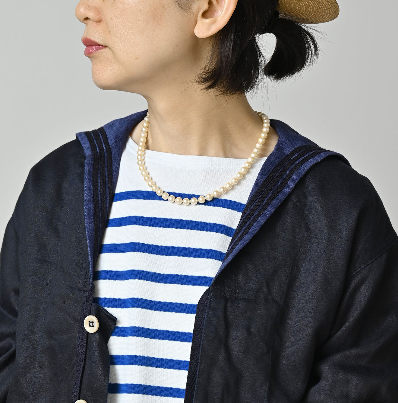 Indigo Linen Sateen Sailor Blouse - Image 7
