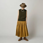 45R Broadcloth Madras Tucked Wrap Skirt