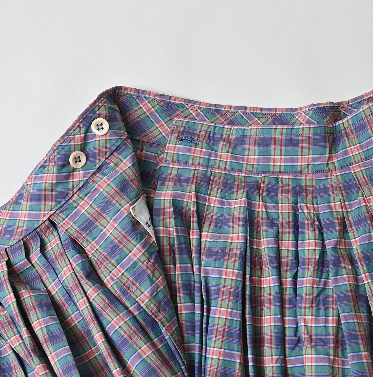 45R Broadcloth Madras Tucked Wrap Skirt