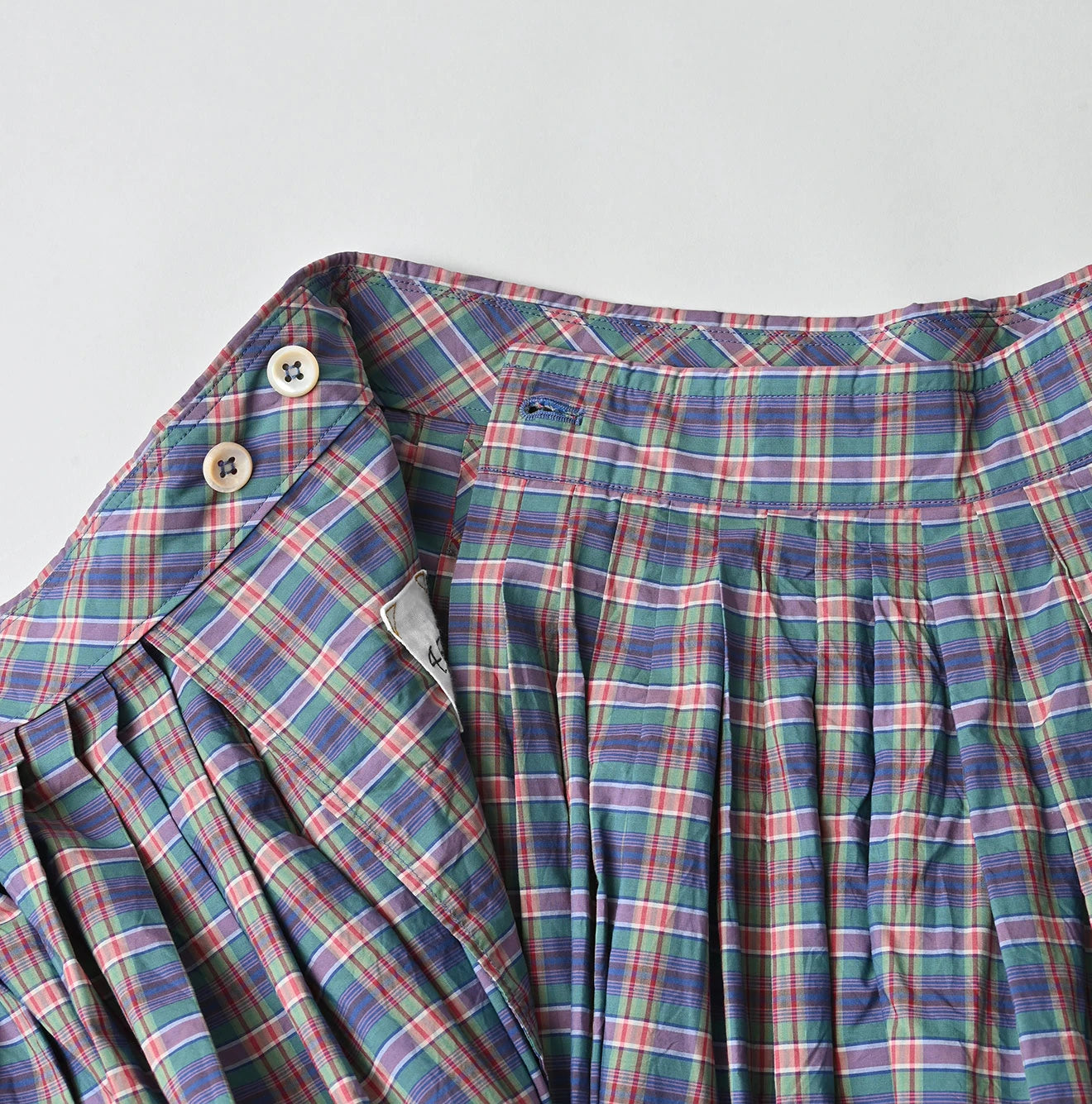 45R Broadcloth Madras Tucked Wrap Skirt - Image 15