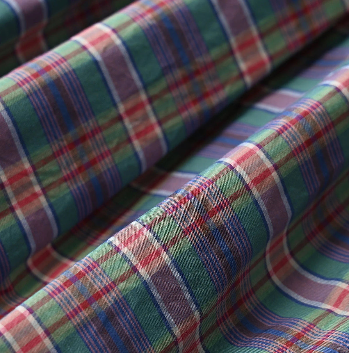 45R Broadcloth Madras Tucked Wrap Skirt