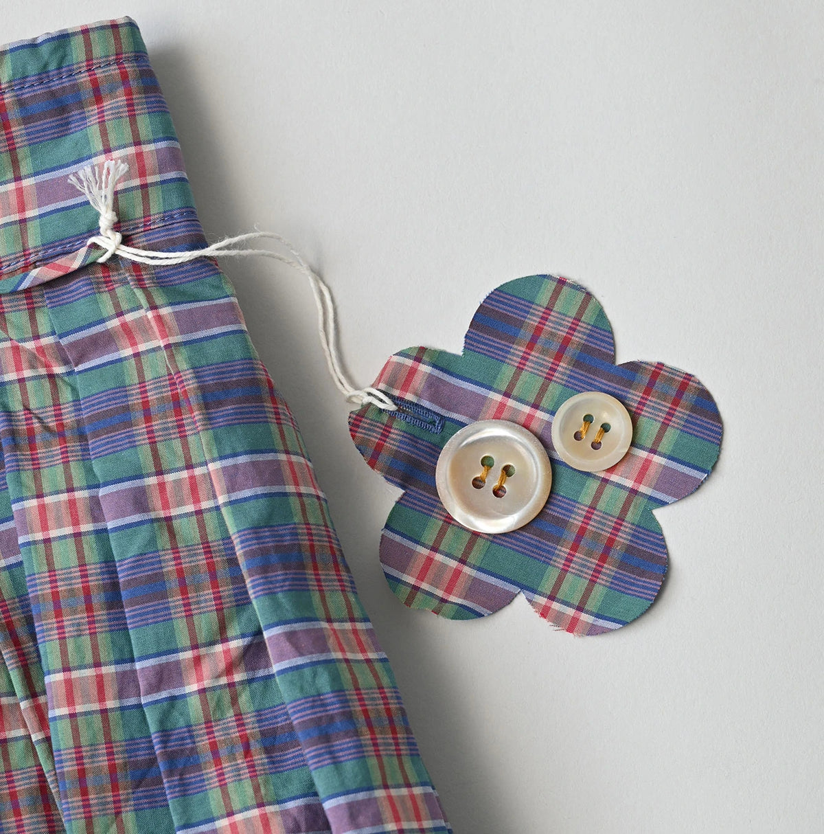 45R Broadcloth Madras Tucked Wrap Skirt