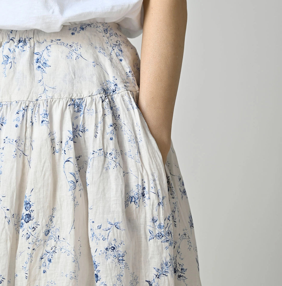 45R Linen Campanula Easy Gathered Skirt