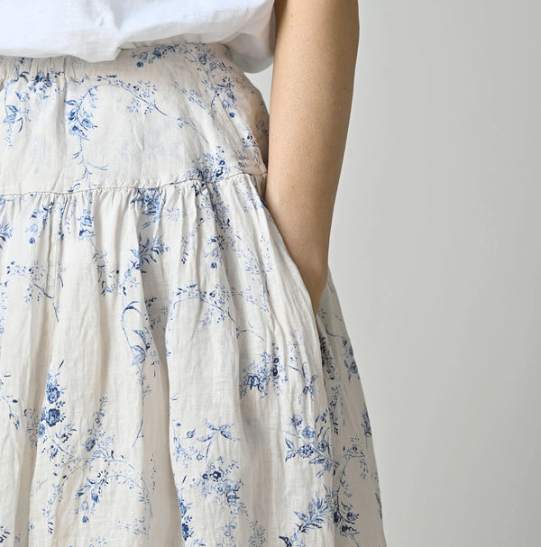 45R Linen Campanula Easy Gathered Skirt