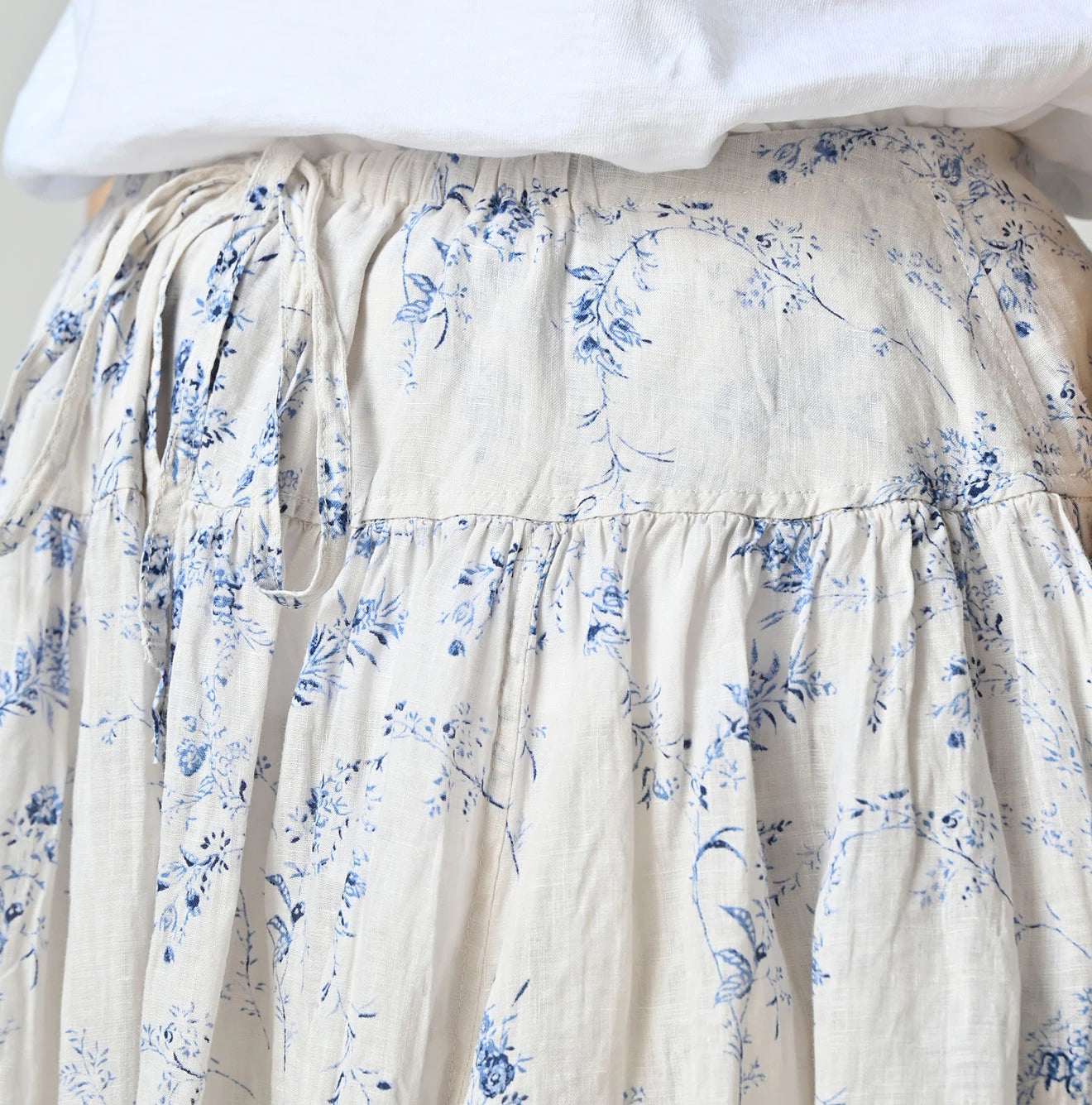 45R Linen Campanula Easy Gathered Skirt - Image 9