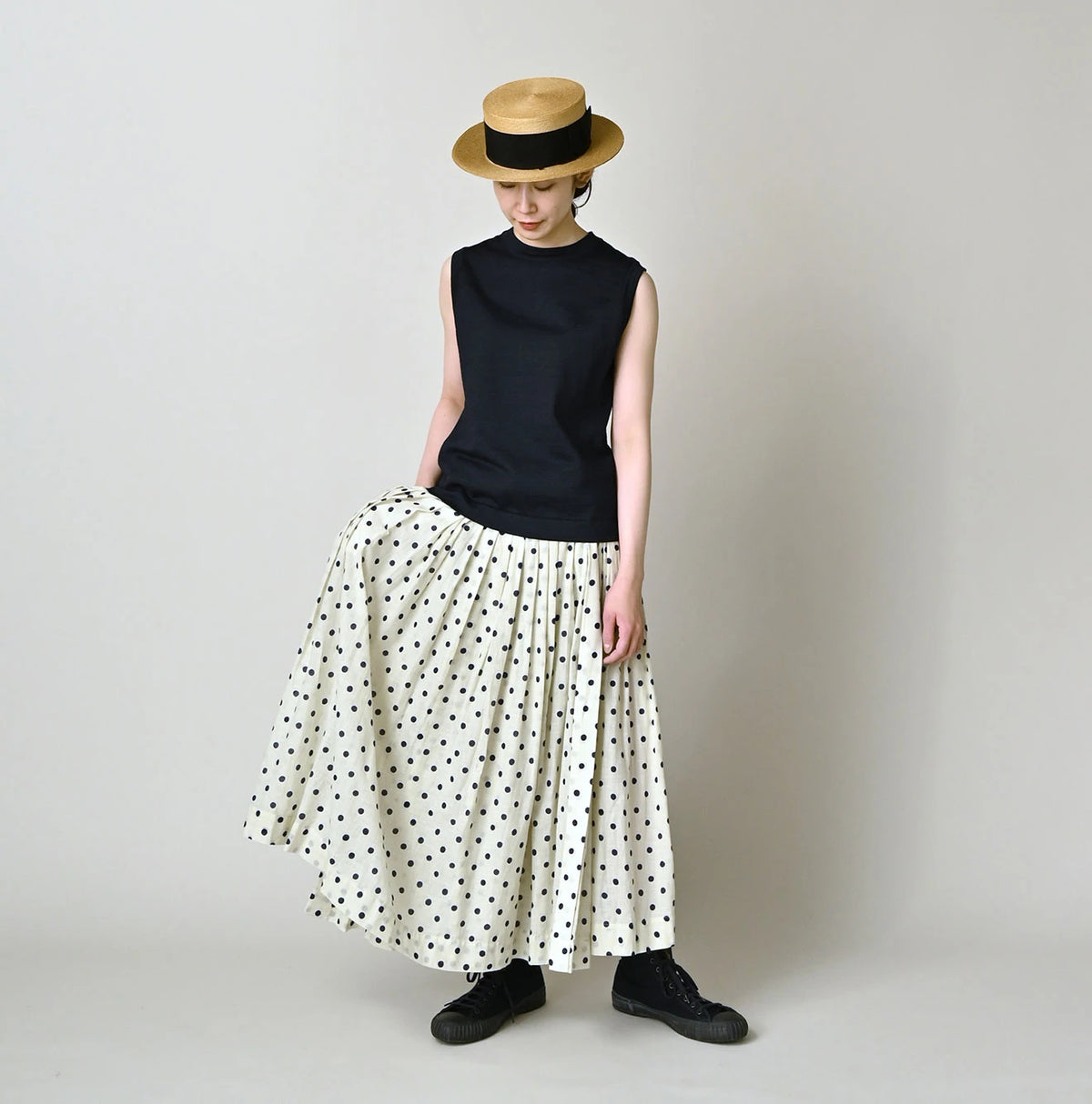 45R Gauze Polka Dot Wrap Skirt