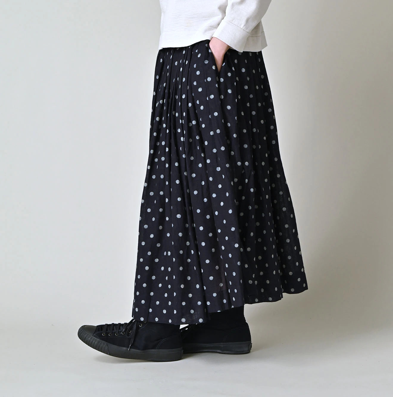 45R Indigo Gauze Polka Dot Wrap Skirt - Image 4